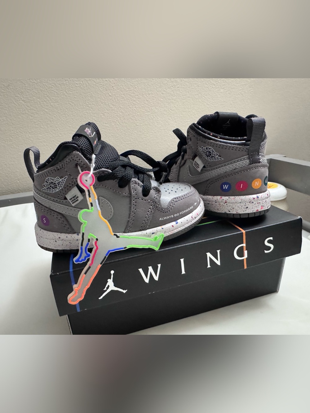 Jordan Kids' Mid-Top Sneakers in Gray with Multicolor Accents